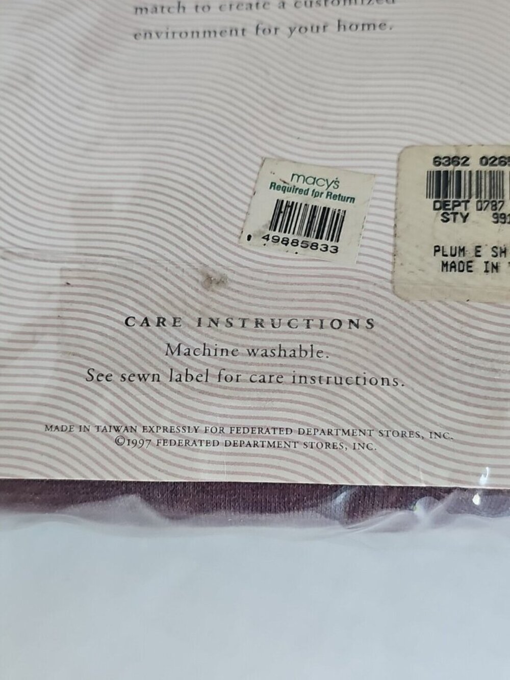 New Charter Club Plum Euro Sham Jersey Knit 30" square Macys vintage set of 2 - Picture 7 of 11